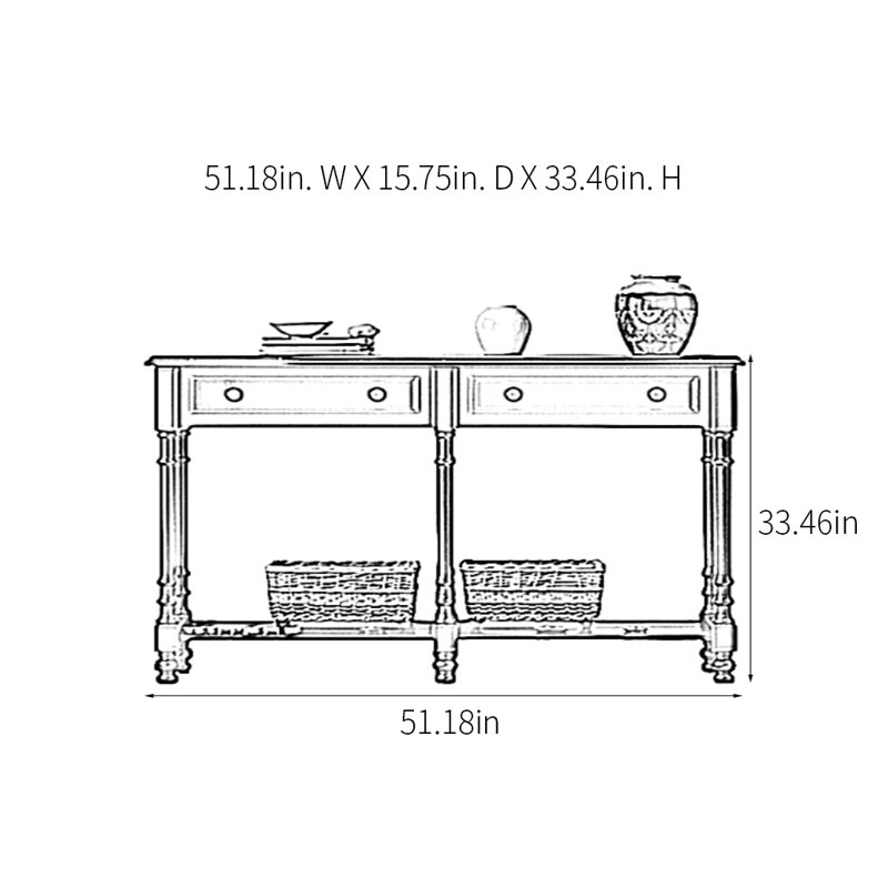 Retro Minimalist Console Table, 33.46" H x 51.18" W x 15.75" D
