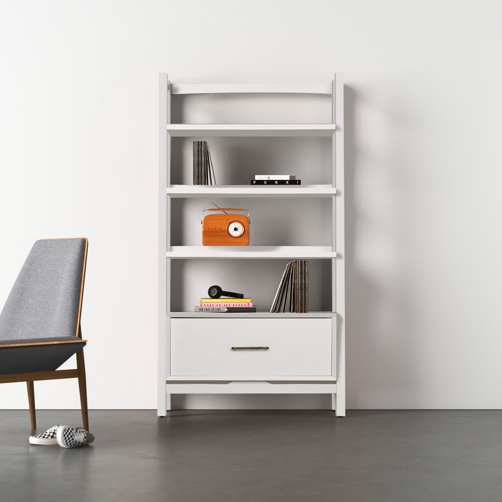 Stiles Etagere Bookcase, 70" H x 38" W x 15" D, White