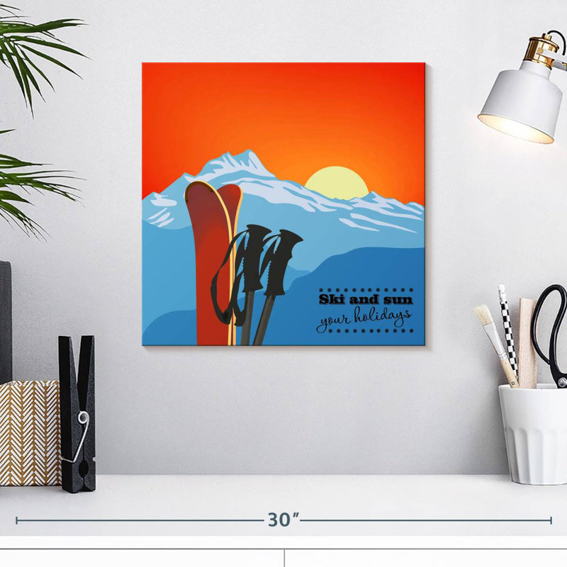 Ski et soleil, H 16 po x l 16 po