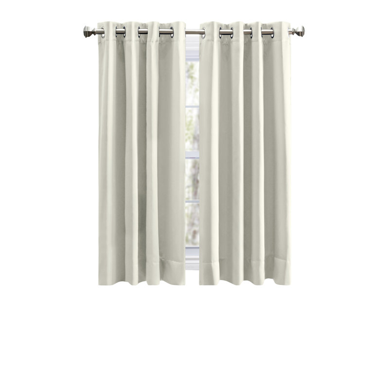 Ardelle Blackout Single Curtain Panel, 56" W x 45" L, Ivory with Brushed Nickel Grommets