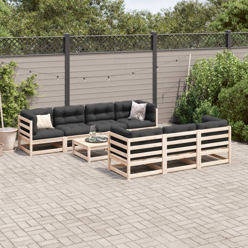  Patio Sofa Set Anthracite Solid Pine Wood Large Modular
