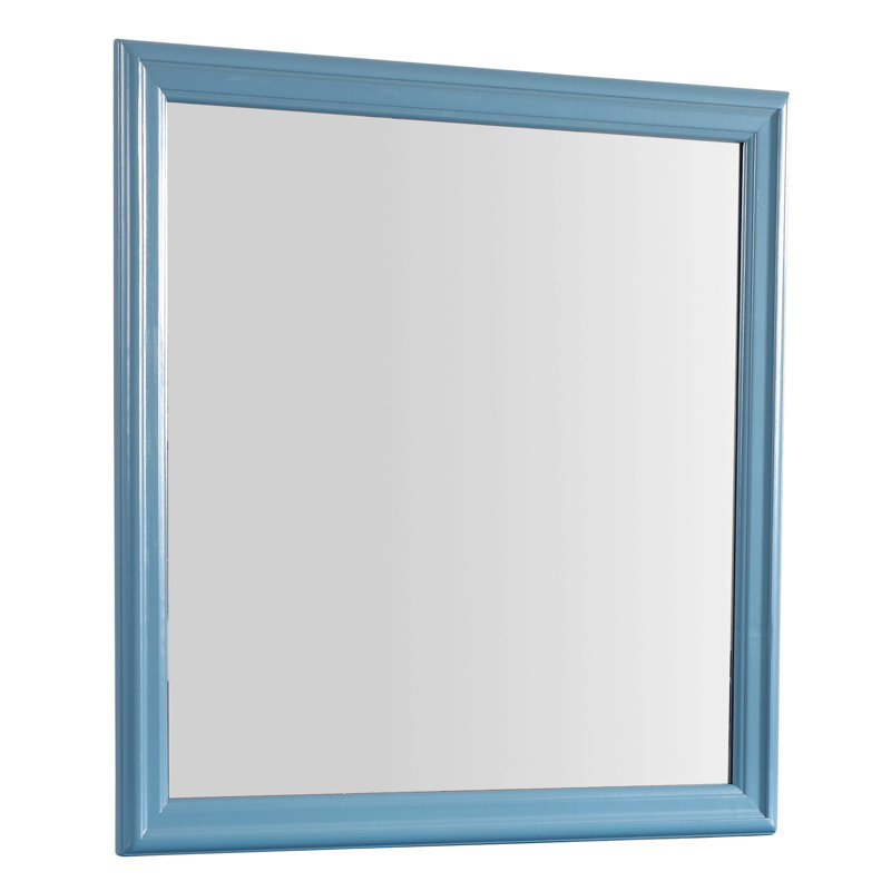 Miroir de salle de bain mural, bleu sarcelle, Carrée, Sarcelle, 38 po x 38 po