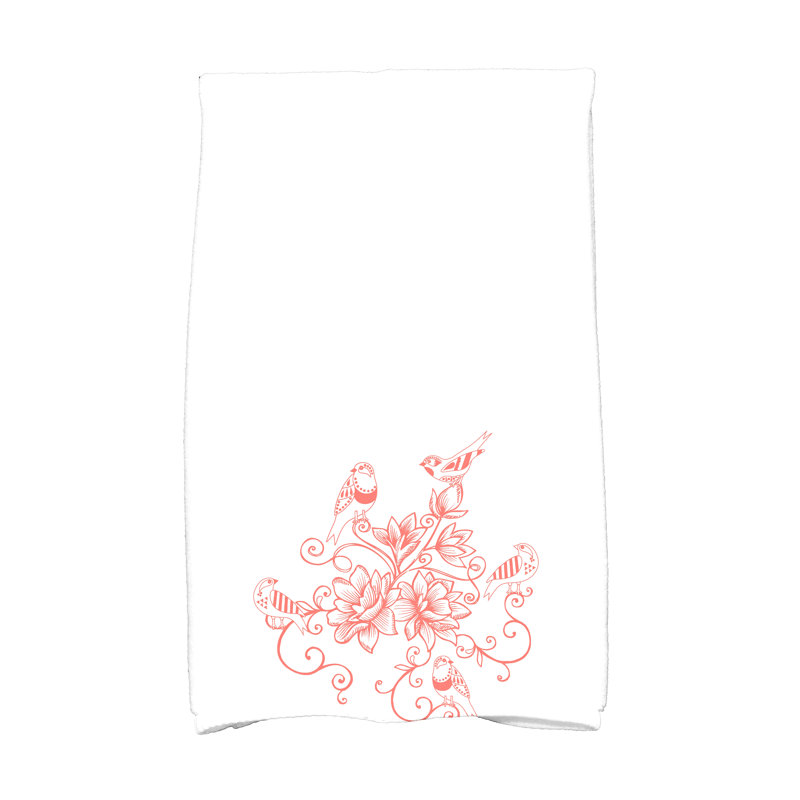 Floral Tea Towel Kitchen Towel, Orange