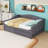 Upholstered Daybed with Twin size Trundle and LED-1269450789-1269450790