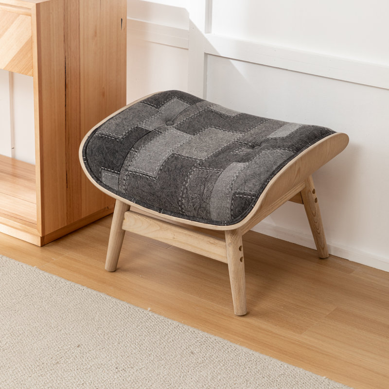 Jeyshan Upholstered Ottoman, Black/Gray Polyester