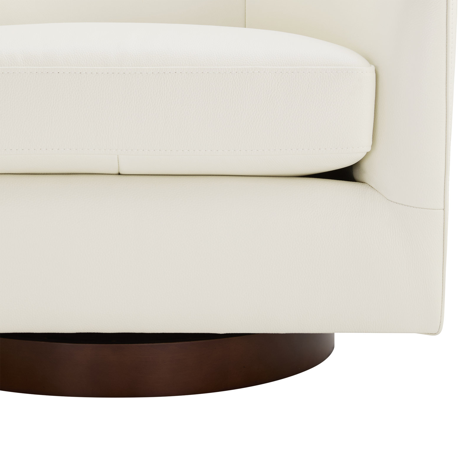 Bennett Genuine Leather Swivel Barrel Chair, Beige