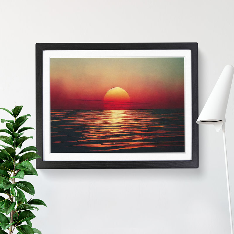 Magnetic Sunset Seascape - Framed Print, Black, 46cm H x 64cm W x 2cm D
