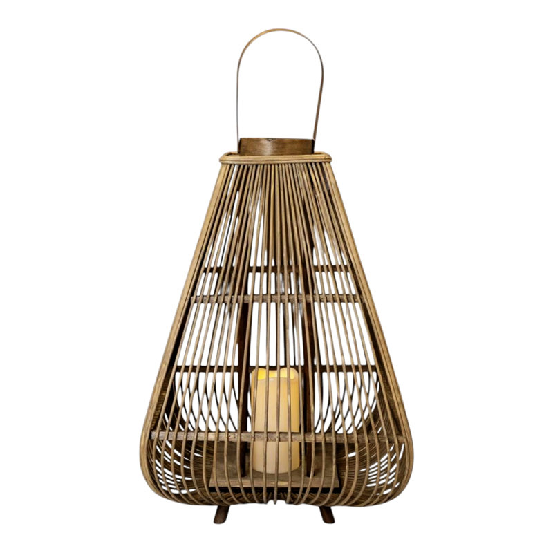 Large Bamboo Lantern with LED Candle