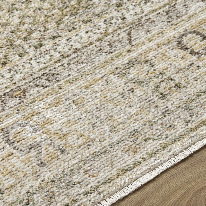 Moroccan Area Rug, Tan/Green/Brown/Ivory, Runner 2'6" x 7'3"
