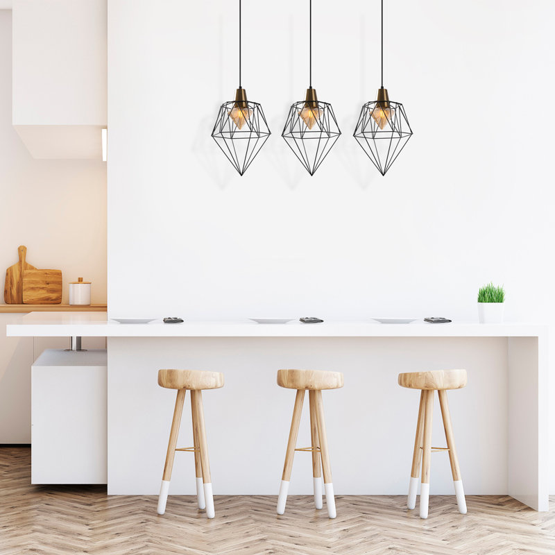 Luminaire suspendu géométrique à 3 lumières pour îlot de cuisine Manitoba