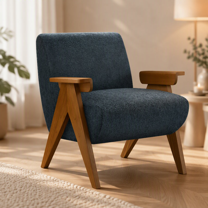 Chaise d'appoint, fauteuil rembourré pour le salon, la chambre à coucher, le bureau, Blue Polyester