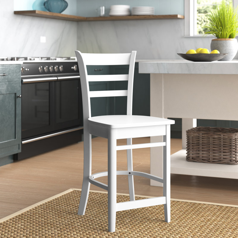 Marasco Solid Wood Counter Stool, White/ White Frame