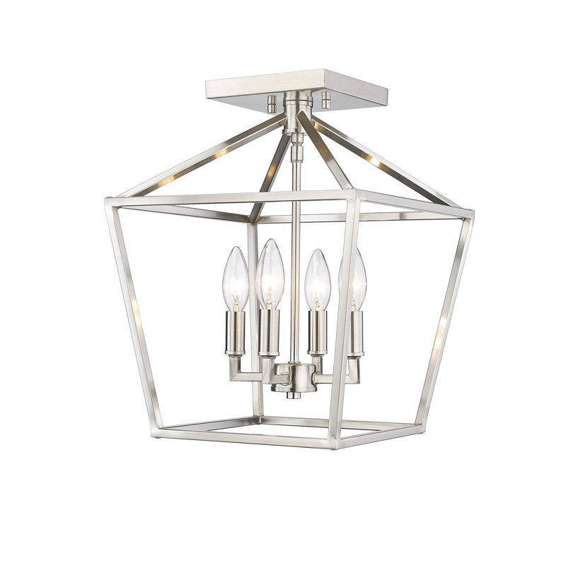 Plafonnier semi-encastré 4 lumières nickel satiné, Satin Nickel