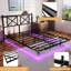 Structure de lit flottant pour grand lit avec tête de lit et rangement-256803665