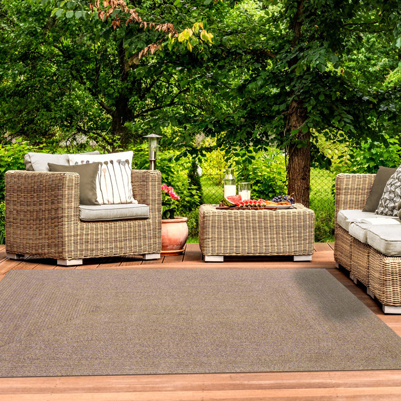Neufeld Hand Braided Brown Indoor Outdoor Area Rug, Rectangle 8' x 10'