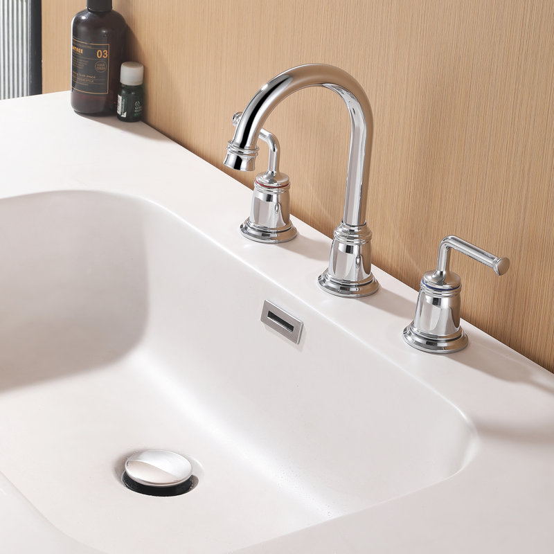 7.67" Widespread Bathroom Sink Faucet 3 Hole, Traditional 2-Handle Bathroom Faucet With Drain Assembly, Chrome