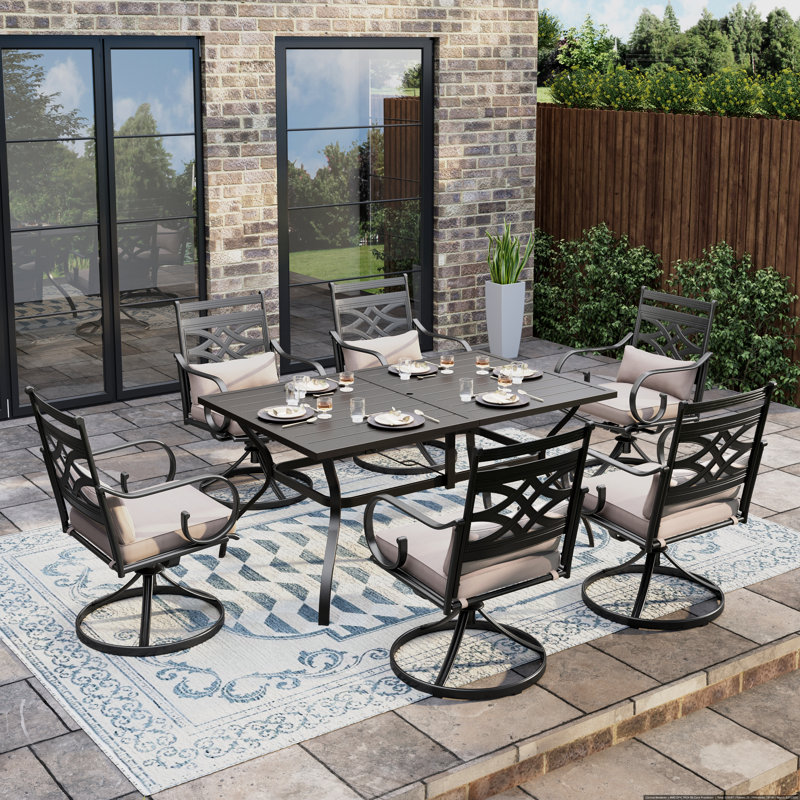 Alyah 6 - Person Patio Dining Set with Rectangular Table , Cushions Included