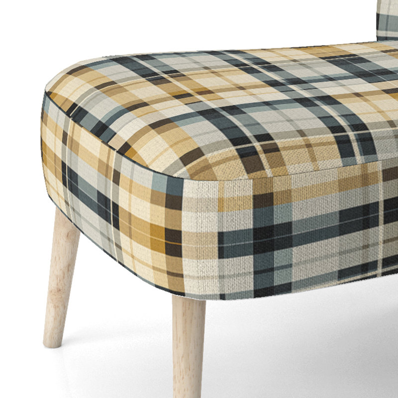Noir et crème à carreaux sophistiqués - Chaise d'appoint rembourrée de style campagnard, fauteuil d'appoint à carreaux campagnard