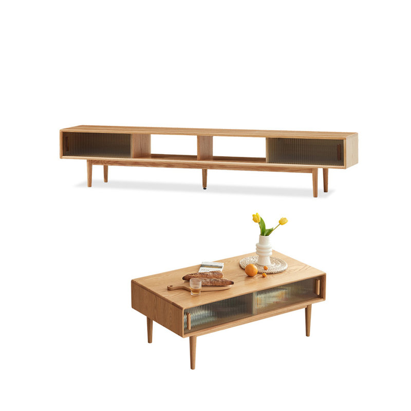 Simple solid wood TV cabinet with coffee table