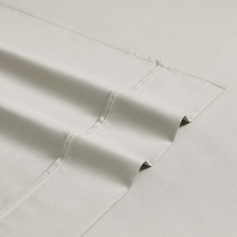 Ensemble de draps en mélange de coton 1500 fils Superior, Ensemble de draps très grand californien avec 2 t, Argent