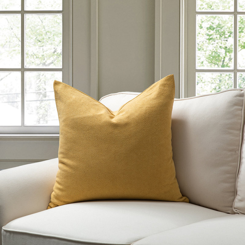 Housse et insert de coussin carré en mélange de lin SEATTLE SOLID, Polyester/ Bourre en polyester, Bleu mer
