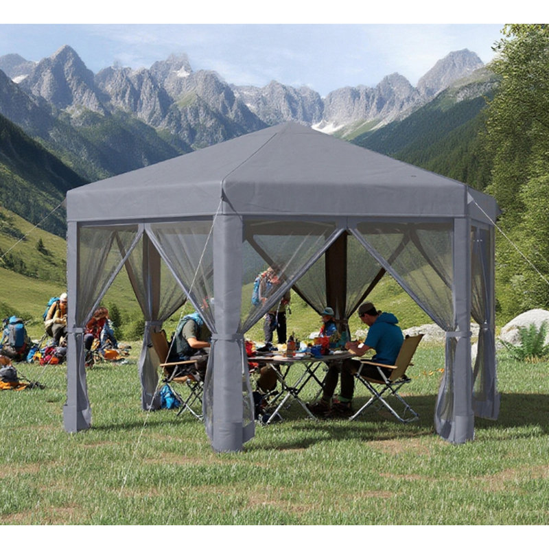 Tente escamotable, pavillon de jardin hexagonal, tente extérieure robuste