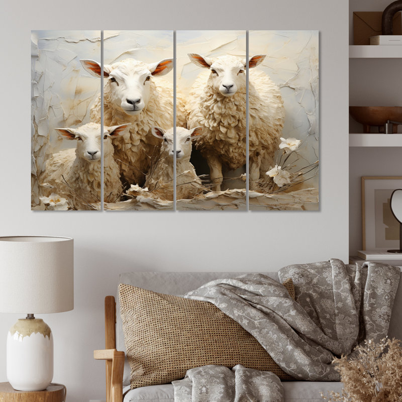 Beige mouton texture I - 4 pièces sur toile tendue