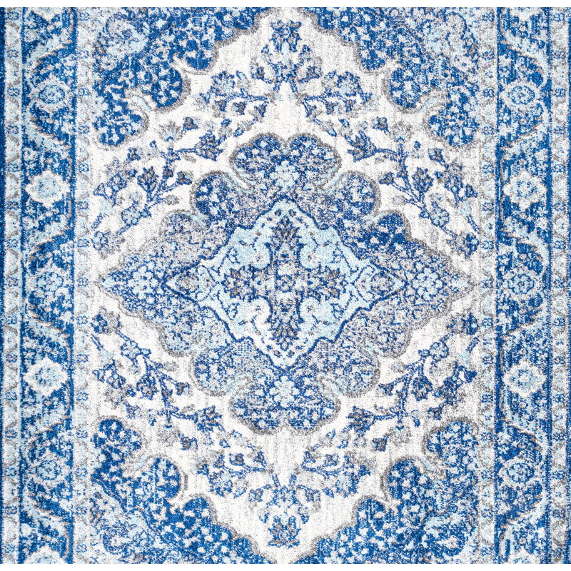 Tapis crème / bleu Lathan Bohemian FLAIR Boho, Carré 5 pi 3 po