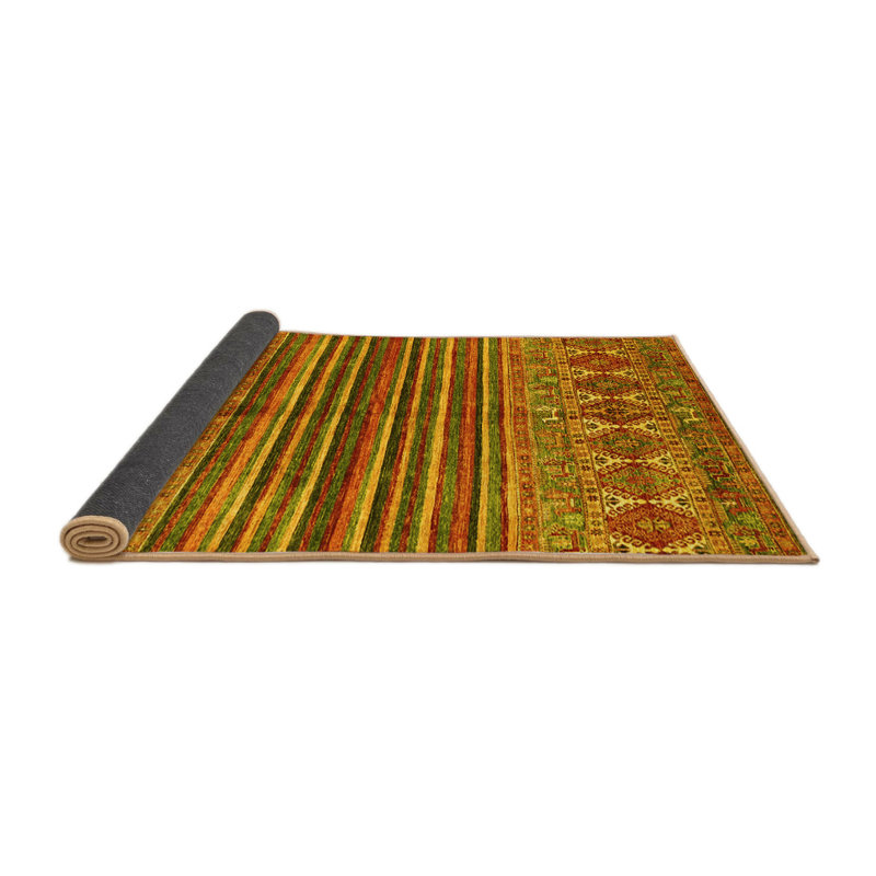 Tapis rayé brun rond 3 pi fabriqué à la machine
