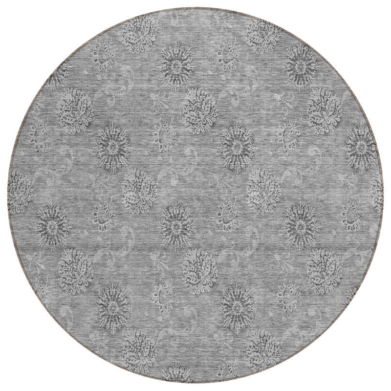 Leis Floral Indoor Rug, Round 8'