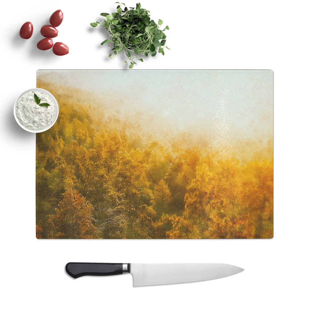 Tempered Glass Golden Sun over the Forest Chopping Board