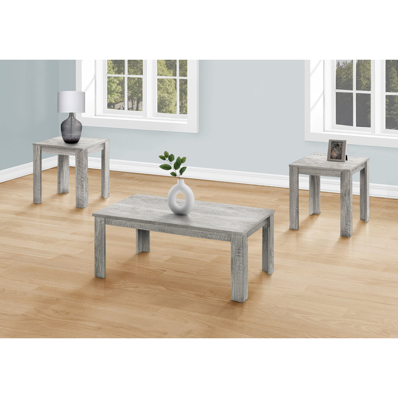 Ensemble de table, ensemble de 3 pièces, café, bout, côté, décor, salon, stratifié gris, transitionnel