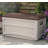 Suncast 78 Gallon Water Resistant Resin Deck Box with Wheels in Light Taupe/Mocha