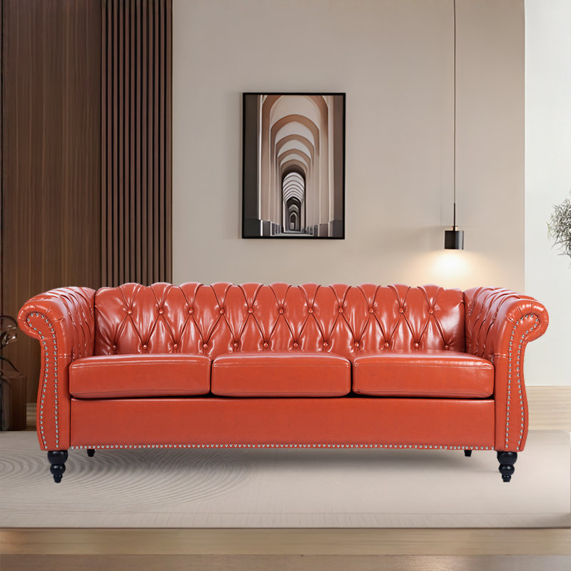 Canapé Davonya, Similicuir orange