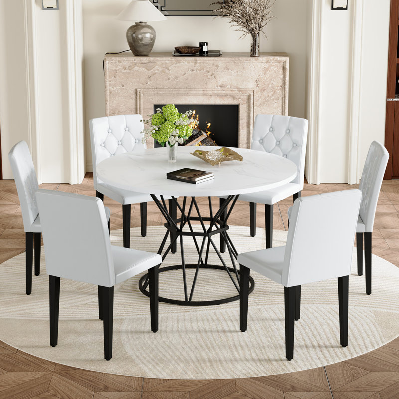 Modern Dining Table Sets(must Include Both Table And Chair), Mdf Marble Kitchen
