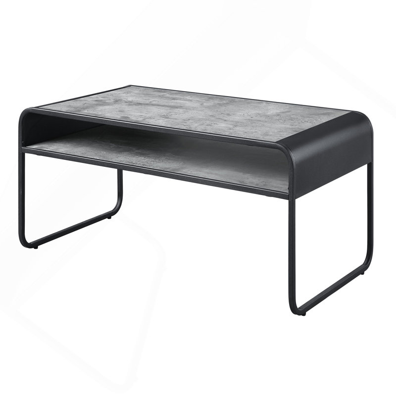 Table basse à 1 tablette en béton gris et noir.