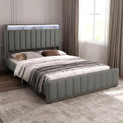 Ensemble de tissu d'ameublement capitonné à 1 lit à DEL pour grand lit 1pc