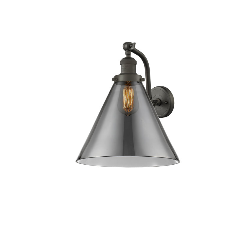 Applique murale 1 lumière Cone, Bronze frotté à l'huile, Ampoule à DEL rétro de 6 watts, Plaqué couleur fumée