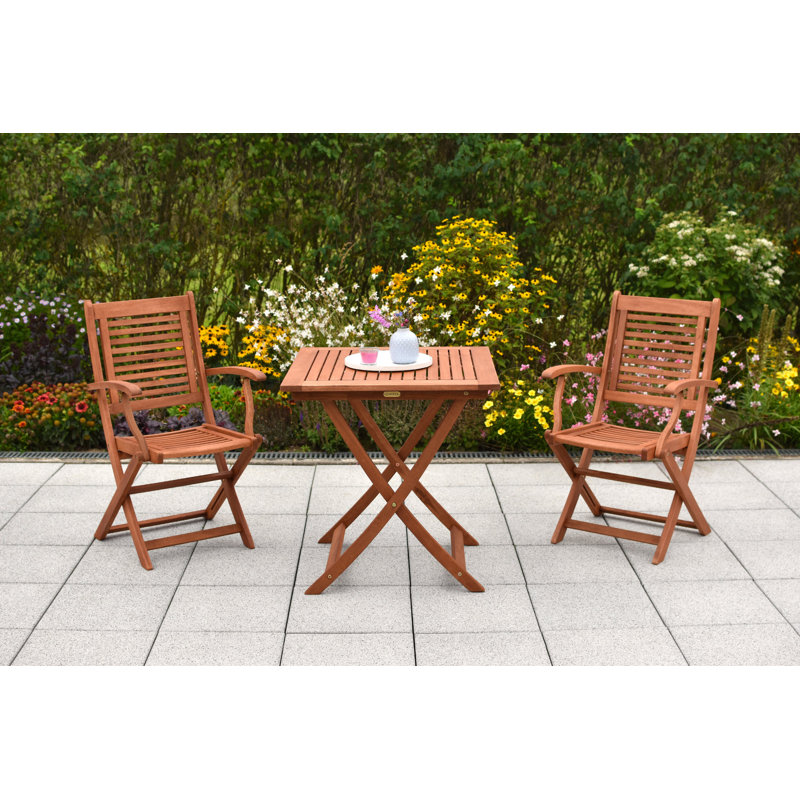 Adalmiina 2 - Person Wood Patio Dining Set with Square Table