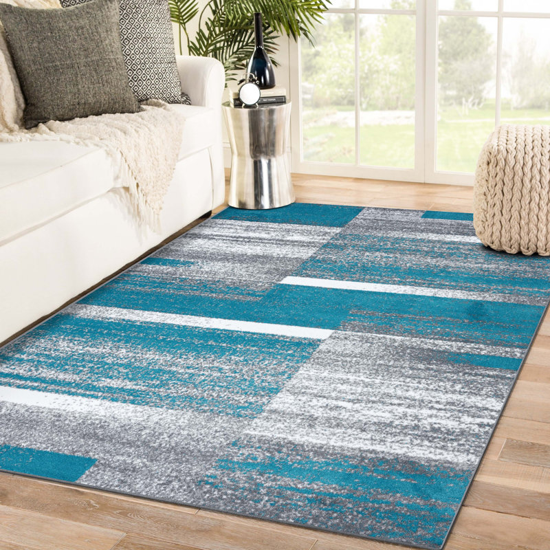 Tapis turquoise Alaysiah, Rectangle 5 pi x 7 pi