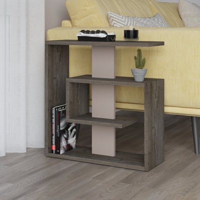 Saly Modern Side Table with Storage Shelves for Living Room
