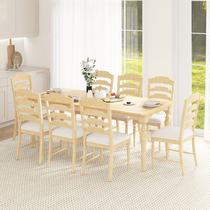 Ensemble de table de salle à manger 9 pièces avec rallonge amovible 9 pièces
