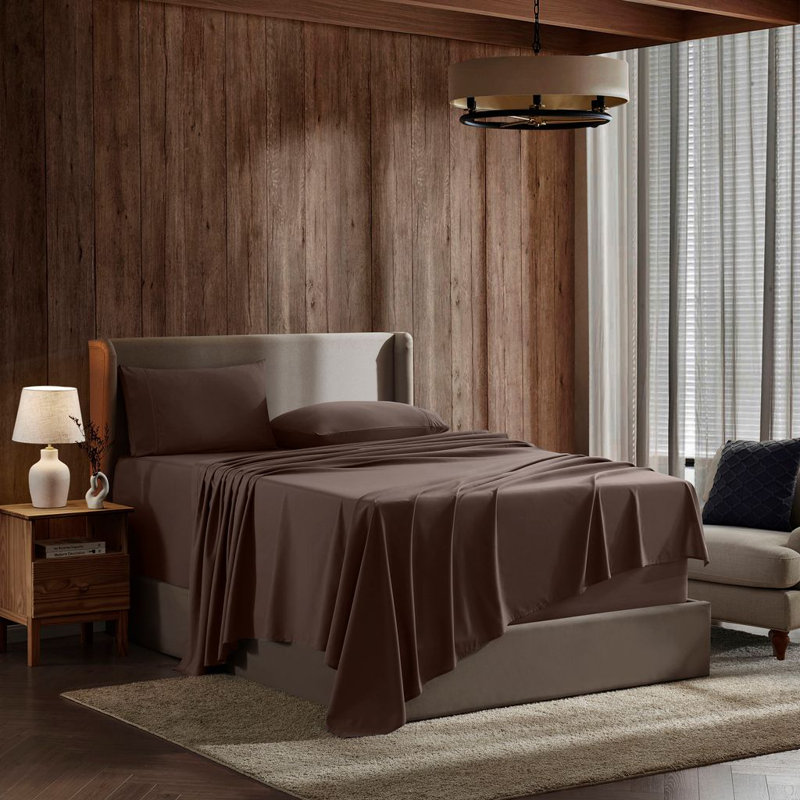 Ensemble de draps doux et respirant Hotel Collection, Brun chocolat, Grand lit court pour véhicule récréatif