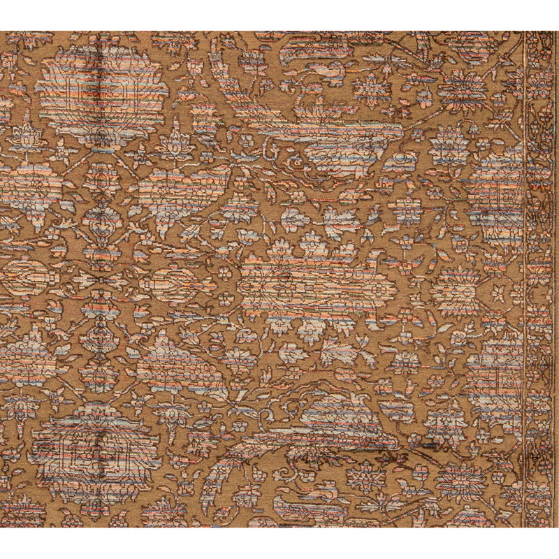 Wool Oriental Area Rug in Camel/Gray