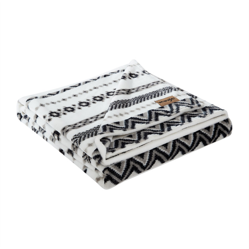 Wrangler Printed Ultra Soft Plush Fleece Throw Blanket, Black