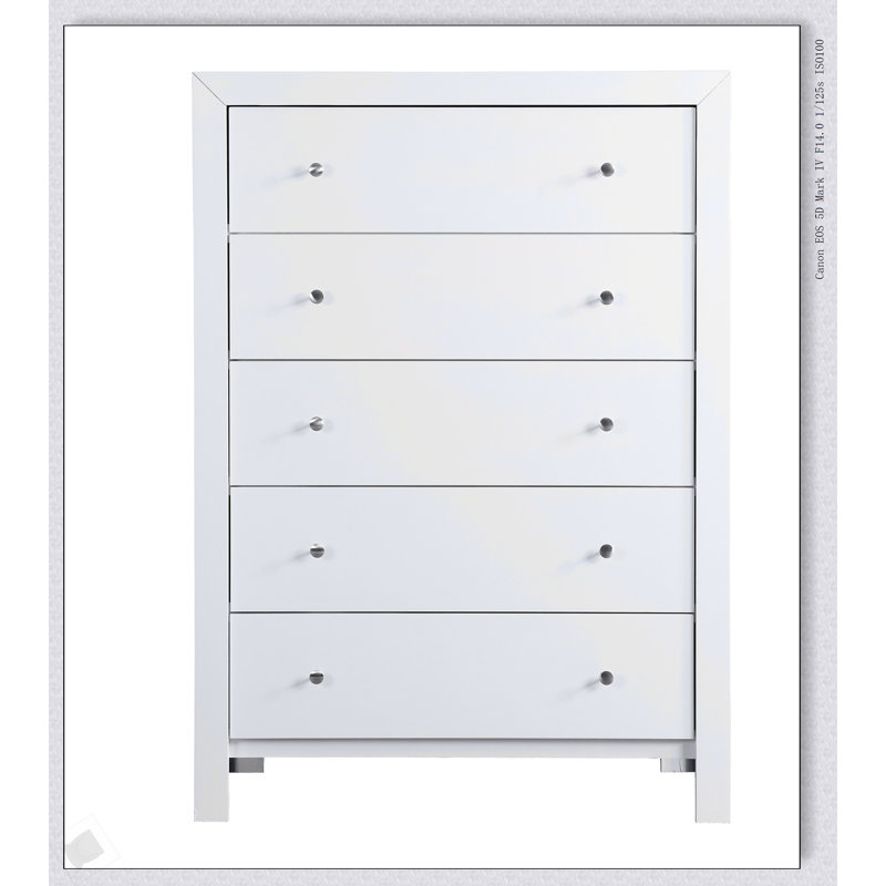 Commode de chambre blanche Burlington G2490-CH, solution de rangement durable et élégante avec tiroirs coulissants, Blanc