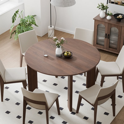 30“H ”Round Wood Dining Table Kitchen Table with 4 Legs