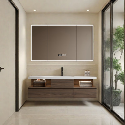 Armoire de salle de bain rétro légère et luxueuse