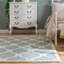 Tapis blanc / bleu en laine à motif géométrique Cannen-2078010554