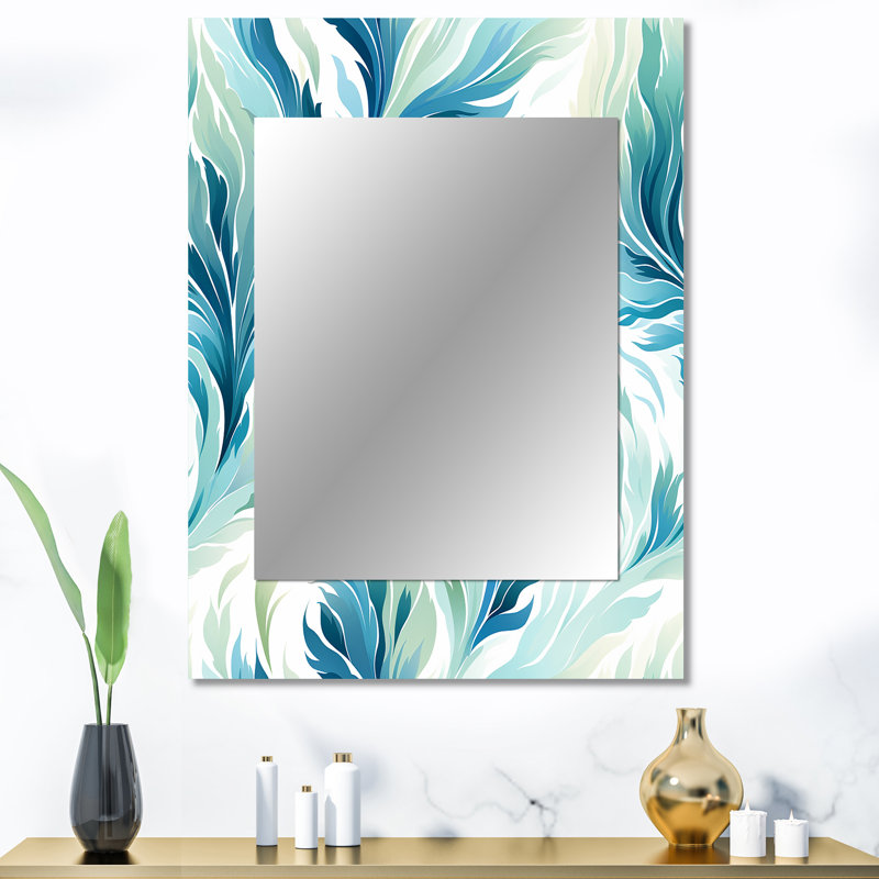 Ikat Breeze de Bruyn bleu et blanc - miroir ikat, victorien, miroir mural décoratif rétro, impression d'art en métal